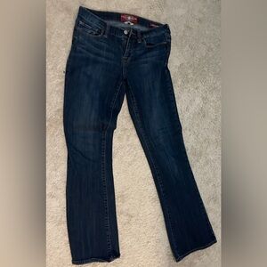 Size 6 Low waisted dark wash boot cut jeans